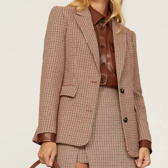 Maje Vaisa Plaid Button Blazer - Picture 2 of 7